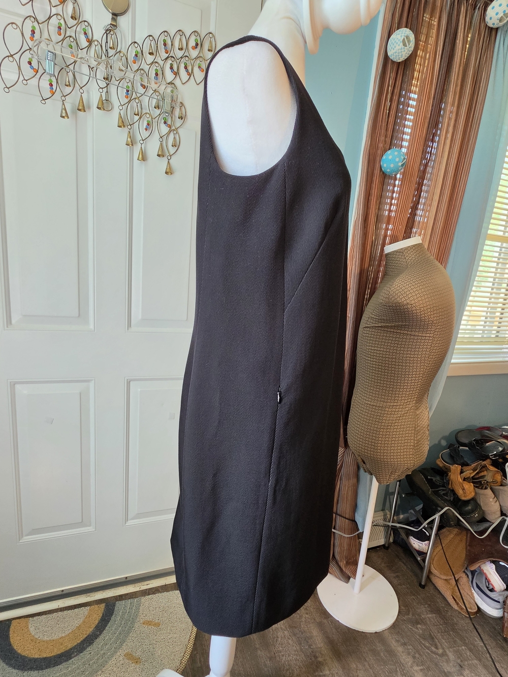 Akris Punto Ribbed Wool Midi Mod Inspired Shift Dress Womens 6 Black Classic Lux - Picture 5 of 14